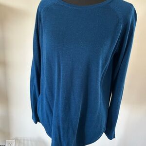 Women's Blue Long Sleeve Top with Button Detail